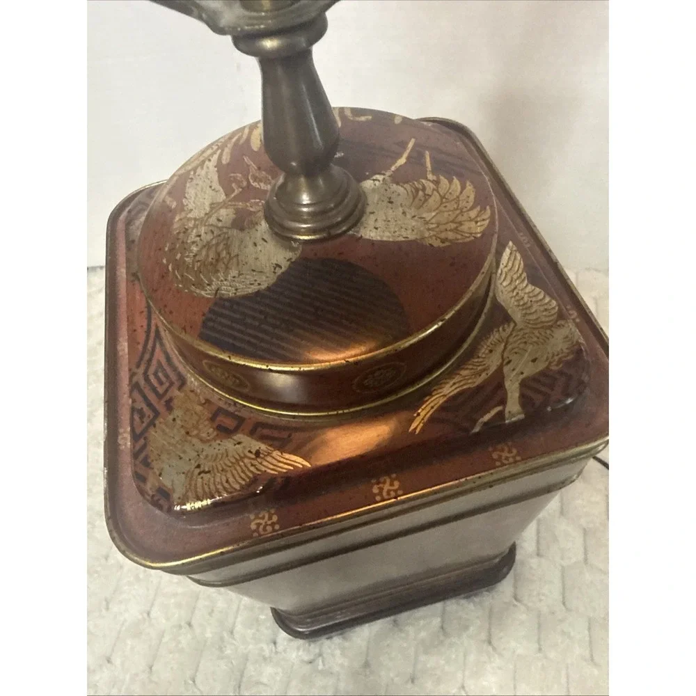Vintage Frederick Cooper Tea Tin Canister Table Lamp Asian Chinoiserie Regency